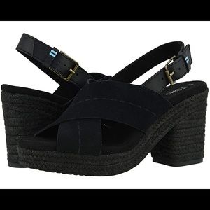 Tom’s Ibiza black suede/veg tan leather shoes size 8 new never worn!